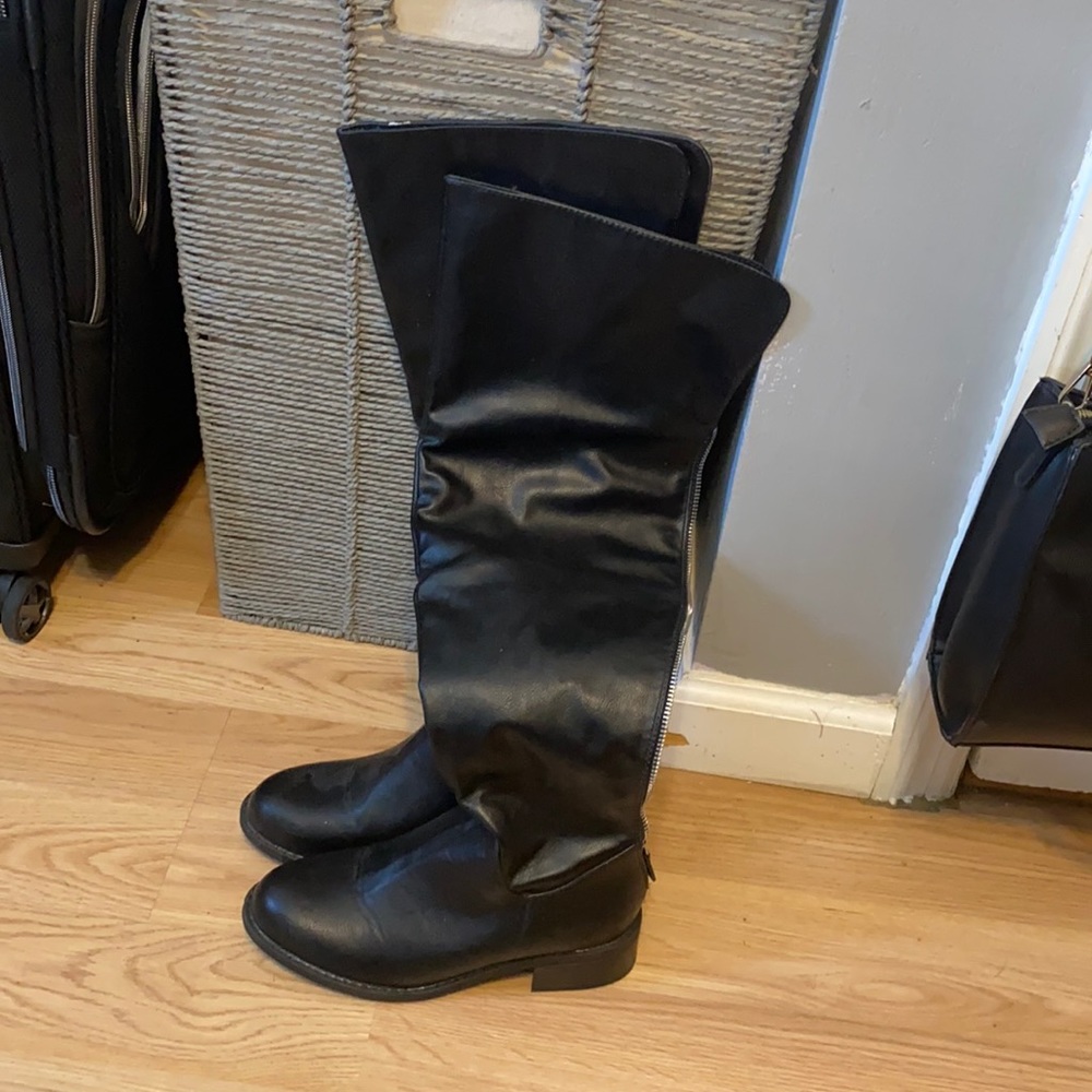 Over the knee high black boots